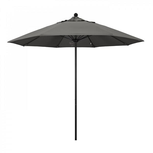 California Umbrella 9' Black Aluminum Market Patio Umbrella, Sunbrella Charcoal 194061335178 - main